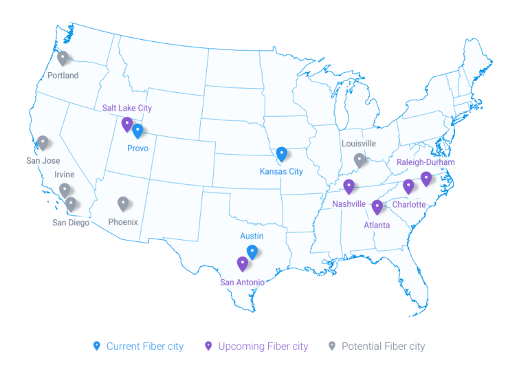 谷歌光纤ftth服务投向三个新的城市图片
